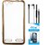 TBZ Transparent Electroplated Edges TPU Back Case Cover for Lenovo Vibe K5 Plus with Earphone and Tempered Screen Guard -Golden