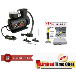 Special Combo Offer! 41 Pcs Toolkit  with Car Air Compressor - 41PAIRCMP