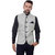 OORA HARTMANN Men's Grey with Black Coller Piping  Woven Cotton Blend Nehru and Modi Jacket Ethnic Style For Party Wear