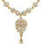 Asmitta Glistening White Stone Gold Plated Princess Style Necklace Set For Women