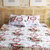 Bedspun 100% Cotton Vermilion Floral 1 Double Bedsheet With 2 Pillow Covers