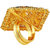 Asmitta Sparkling Square Shape Meenakari Work Gold Plated Bollywood Style Finger Ring For Women