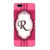 Printed Designer Back Cover For Redmi A1 - Pink Stripes Pattern Letter Alphabet R Design