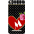 Printed Designer Back Cover For Redmi 5A - Red Heart Polka Dots Letter Alphabet M Design