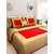 2dots King Size Pure Cotton Double Bedsheet Floral Pattern Red