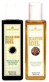 Park Daniel PremiumCastor oil and Black seed oil(Kalonji) combo pack of 2 bottles of 100 ml(200 ml)