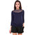 BuyNewTrend Navy Crepe Neck-Lace Top For Women