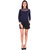 BuyNewTrend Navy Crepe Neck-Lace Top For Women