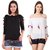 BuyNewTrend Black & White Cotton Crepe PomPom Top For Women (Pack of 2)