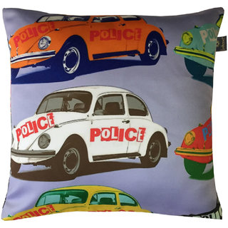 Lushomes Kids Cars Digital Printed Cushion Cover with top white invisible zipper (16 x 16 Single Pc)