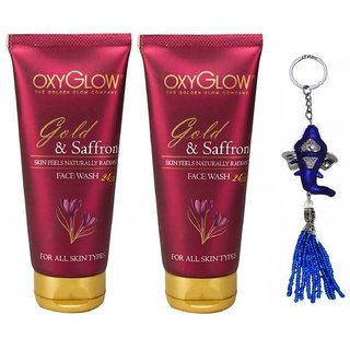 Oxyglow Gold Saffron Face Wash 2 x 100 (Pack of 2) + Free Stylos Ganesh Key Chain Worth Rs. 199