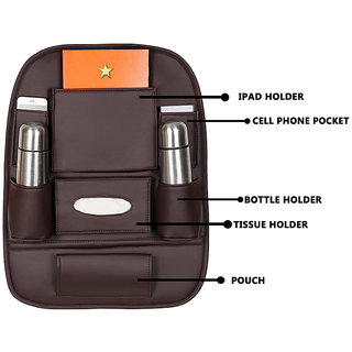 Autofurnish 3D Car Auto Seat Back Multi Pocket Storage Bag Organizer Holder Hanger Accessory (Brown)