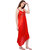 Boosah Women's Red Satin Solid  Nighty &  Robe