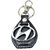 Faynci Hundai Logo Metal with Black Leather Keychain Key Ring with Hook for Car Bike