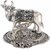 Oxidized White Silver Metal Religious Cow and Calf Handmade Handicraft For Home Decor Gift Item (  13.2 x 10.7 x 9.2 cm , Silver )  By Fashion  Bizz