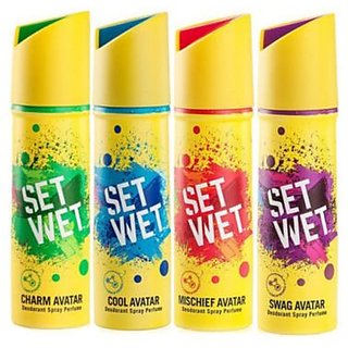 Set Wet Spray Deo For Men CharmCool Mischief Swag Set of 4