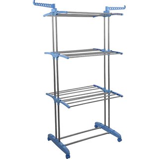 INDISWAN STAINLESS STEEL DOUBLE POLE HEAVY WEIGHT CARRYING CLOTH DRYING STAND (MADE IN INDIA)