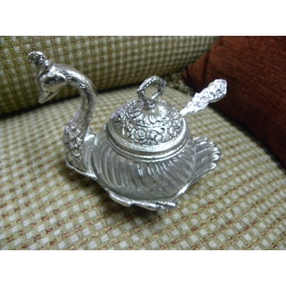 Duck Shaped German Silver Bowl With Spoon For Gifting