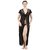 Grand Bear Black Satin Nighty, Wrap Gown, Bra And Panty (Pack of 4)