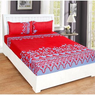 Buy Reet Textile 3d Printed Poly Cotton Double Bed Sheet With 2