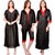 Boosah Women's Black Satin Solid  Nighty &  Robe &  Top &  Capri