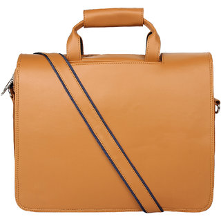 PY Fashion Pu Tan Stylish Laptop Office Bag