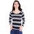 Cult Fiction Scoop Neck White And Black Yarn Dyed Stripe 100 Cotton Fabric T-Shirt For Women