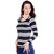 Cult Fiction Scoop Neck White And Black Yarn Dyed Stripe 100 Cotton Fabric T-Shirt For Women