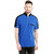 Cult Fiction Mandarin Collar Royal Blue Solid 100% Cotton Pique Fabric T-Shirt For Men