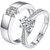 Limited Edition Engagement Sterling Silver Cubic Zirconia Solitaire Adjustable Couple Rings (2pc)