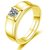 Exclusive Limited Edition 24KT Gold Cubic Zirconia Solitaire Adjustable Mens Rings
