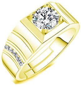 Exclusive Limited Edition 24KT Gold Cubic Zirconia Crystal Adjustable Mens Rings