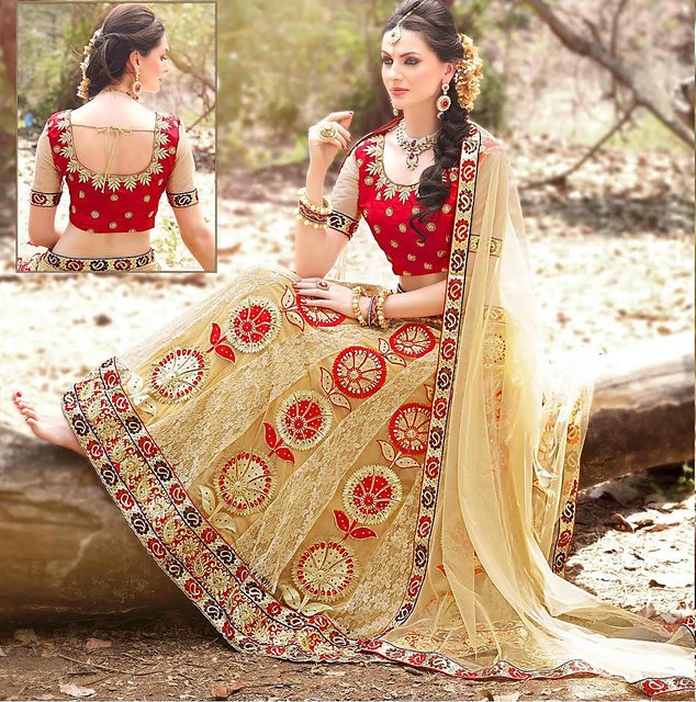 Buy Flared Red Kalash Embrodried Lehenga Choli - Semi stitched Online @  ₹2599 from ShopClues