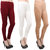 Makeon Fashion Women's cotton Churidar Leggings Combo (Pack of 3 Skincolor, White, Maroon)