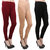 Makeon Fashion Women's cotton Churidar Leggings Combo (Pack of 3 Black, Maroon, Skincolor)