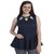 INSPIRE WORLD Women's 100 Pure Cotton Linen Satin Peplum Top In Navy Blue Color With Skin Friendly Lining And Crystal Neck Line (IWT0042016S)