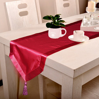 Lushomes Contemporary Fuchsia Stripped Runner with a Hanging Tussel (16 x 72) - Torantina Collection