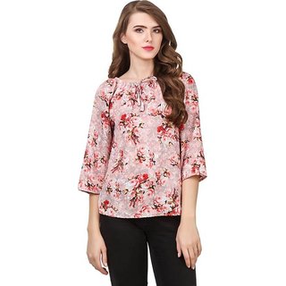 Buy Amiable Look Casual 3/4th Sleeve Printed Women Red Top Online ...