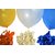 81 pieces Blue, White and Orange metallic balloons with Balloon Pumps, Birthday decoration combo for Baby boys
