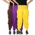 Culture the Dignity Women's Lycra Side Plated Dhoti Patiala Salwar Harem Pants Combo - C_SP_DH_B2VY - Brown - Violet - Yellow - Pack of 3