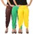 Culture the Dignity Women's Lycra Side Plated Dhoti Patiala Salwar Harem Pants Combo - C_SP_DH_B2GY - Brown - Green - Yellow - Pack of 3