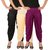 Culture the Dignity Women's Lycra Side Plated Dhoti Patiala Salwar Harem Pants Combo - C_SP_DH_BCP1 - Black - Cream - Purple - Pack of 3