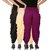Culture the Dignity Women's Lycra Side Plated Dhoti Patiala Salwar Harem Pants Combo - C_SP_DH_BCP1 - Black - Cream - Purple - Pack of 3