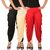 Culture the Dignity Women's Lycra Side Plated Dhoti Patiala Salwar Harem Pants Combo - C_SP_DH_BCR - Black - Cream - Red - Pack of 3