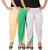 Culture the Dignity Women's Lycra Side Plated Dhoti Patiala Salwar Harem Pants Combo - C_SP_DH_CGW - Cream - Green - White - Pack of 3