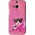 Snooky Printed Pink Cat Mobile Back Cover For HTC One M8 - Pink