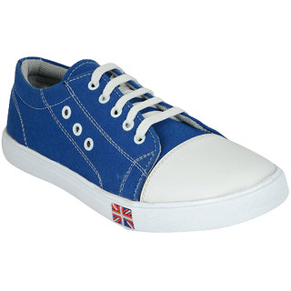 blue canvas sneakers