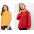 Fabrange Women's Combo Of Mustard And Red Cold Shoulder Tops