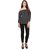 Amiable Casual 3/4th Sleeve Printed Women Black Top