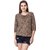 Amiable Casual 3/4th Sleeve Printed Women's Black/Brown Top